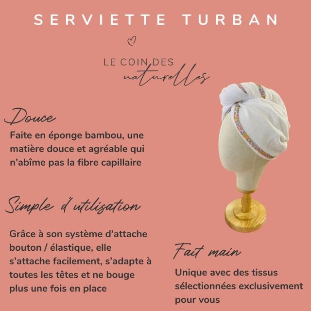Serviette turban cheveux - Le Coin Des Naturelles